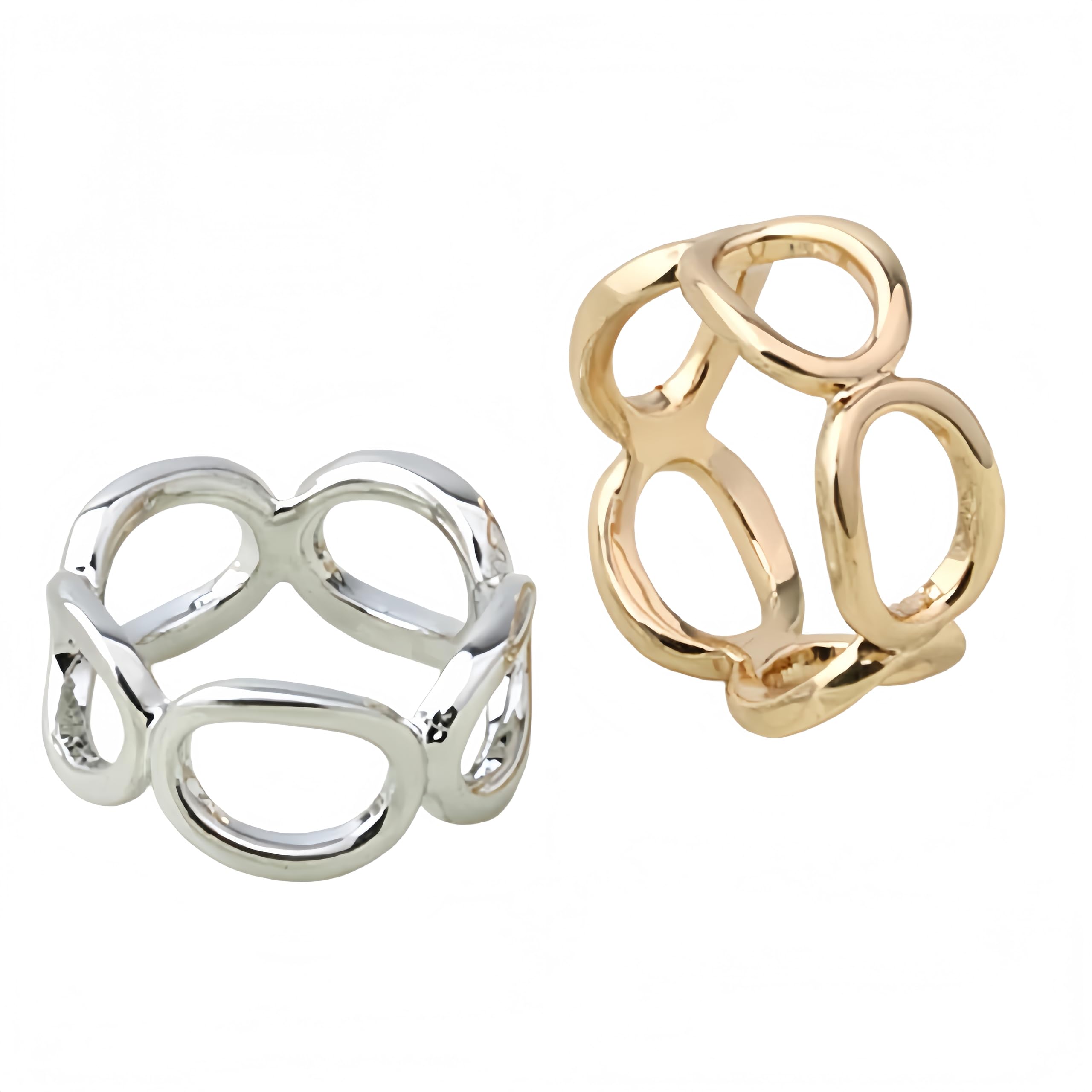 SYWDUDUCLT Scarf Ring for Women's Shawl, Silk Neckerchief, Tshirt, Gold/Sivler, S/M/L, 2 Pcs