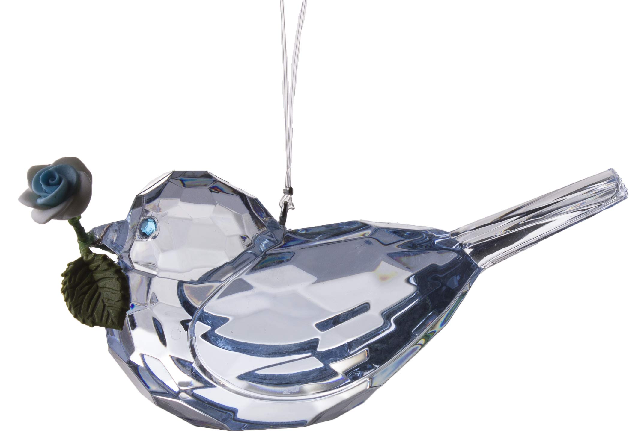 Crystal Expressions 3 Inch Rose Bird Ornament/Sun Catcher (Dk-Blue)