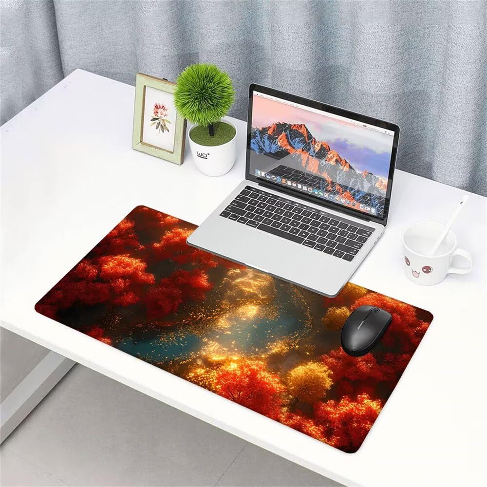Podkładka pod mysz XXL kolor pomarańczowy pod ręką biurko akcesoria do gier klawiatura podkładka pod mysz krajobraz rozszerzony szeroka mata do gier 1400 x 600 x 3 mm wodoodporna antypoślizgowa gumowa