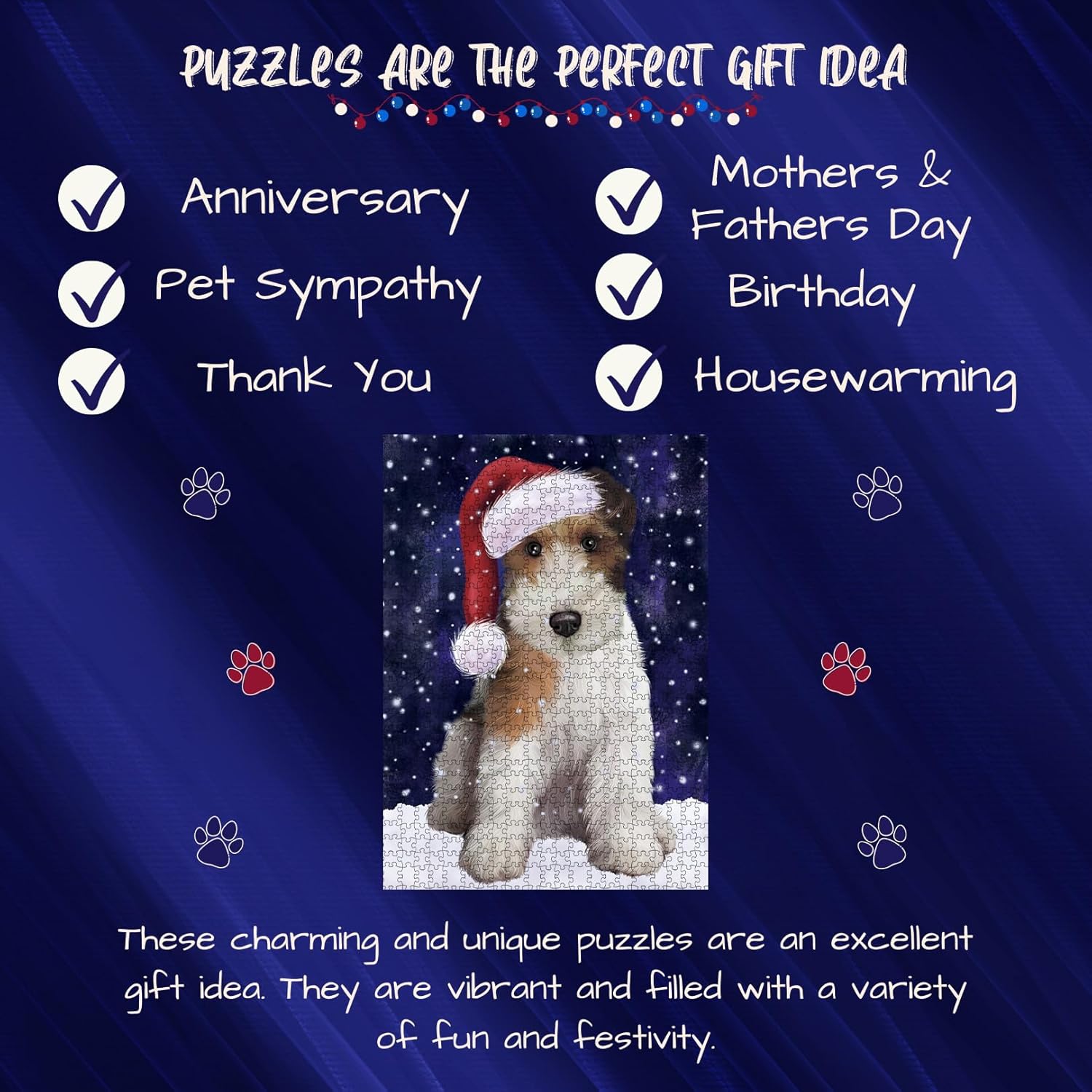 Let it Snow Wire Fox Terrier Dog Jigsaw Puzzle for Adults - Animal Printed Interlocking Puzzle Game Artwork - Gift for Dog Lover's - 1000 Pcs 29.5"x19.7", PZLE62135