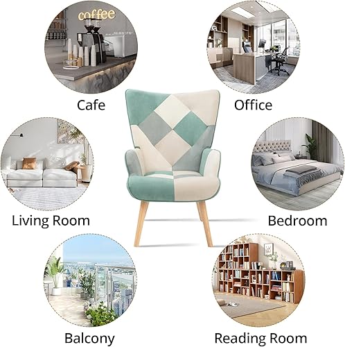 Miniatura 6 de Silla decorativa con otomana, sillas decorativas para sala de estar con respaldo alto y reposabrazos, cómodo sillón para sofá, silla de lectura para