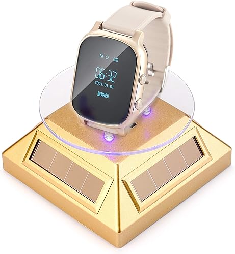 Miniatura 4 de Leadleds Soporte de exhibición giratorio de 360 grados, base de oro de exhibición giratoria de joyería accionada solar y con pilas