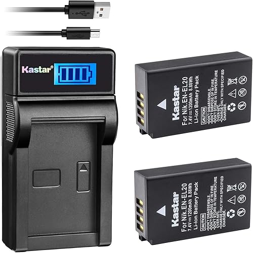 Kastar, Batería, Cargador USB para EN-EL202EN-EL20ENEL20EL20