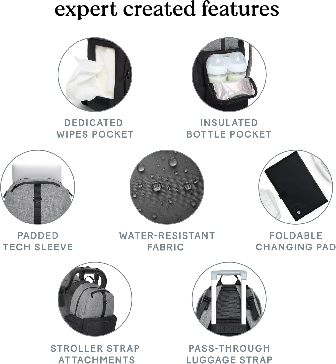 Bundle of Huggies Diaper Bag + Little Snugglers Baby Diapers+ Skin Essentials Baby Wipes