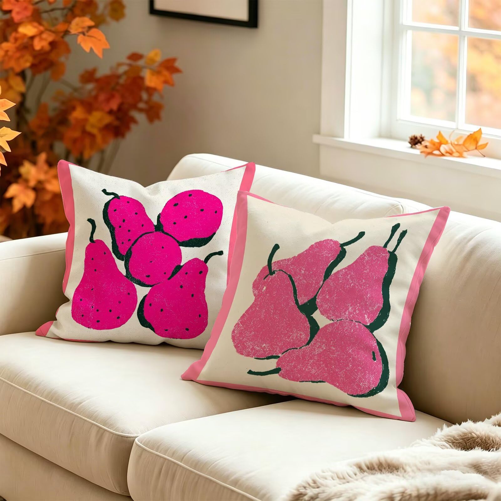 Juego de 2 Fundas de Cojines 80x80cm, rosa Beige Funda de Almohada del Sofá Decorativas in Lino, Doux respirant et lavable, Fundas Cojines Sofa Cuadrada, para Interior Hogar Decorativas Regalo t9n-215