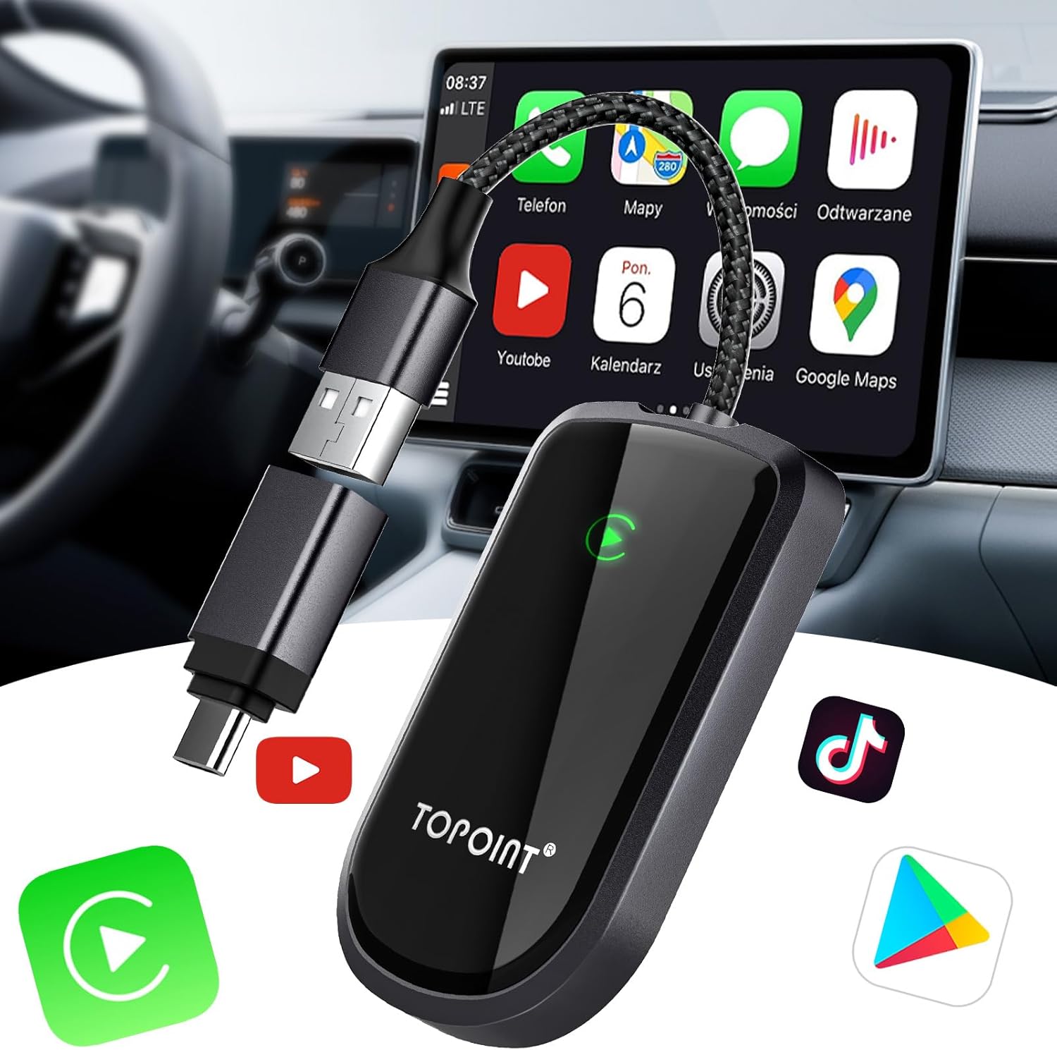CarPlay Wireless Adapter for Apple (2017+, iOS 10+)
