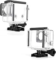 Vista 4 de SOONSUN Carcasa de buceo impermeable para GoPro Hero 3/3+/4 Negro Plata – Funda submarina de 40M compatible con pantalla y batería BacPac para buceo