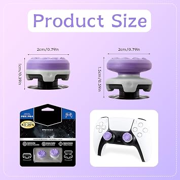 2 Pack FPS Purple Thumbsticks for PS4 and PS5 1 High-Rise and 1 Mid-Rise