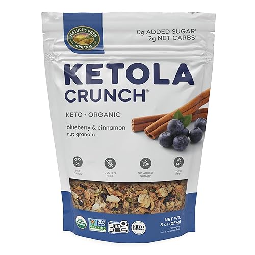 Nature's Path Granola orgánica Keto Crunch de arándanos y nuez de canela, 8 onzas, certificado Keto, sin OMG, sin gluten, 0.04 oz de carbohidratos