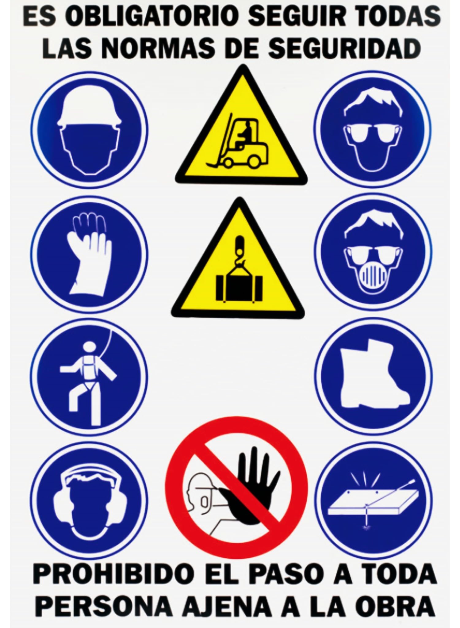 Bricoloco Cartel señal de advertencia "Prohibido el paso" y 10 normas de seguridad obligatorias. 70x100 cm - PVC 0,5 mm (3)