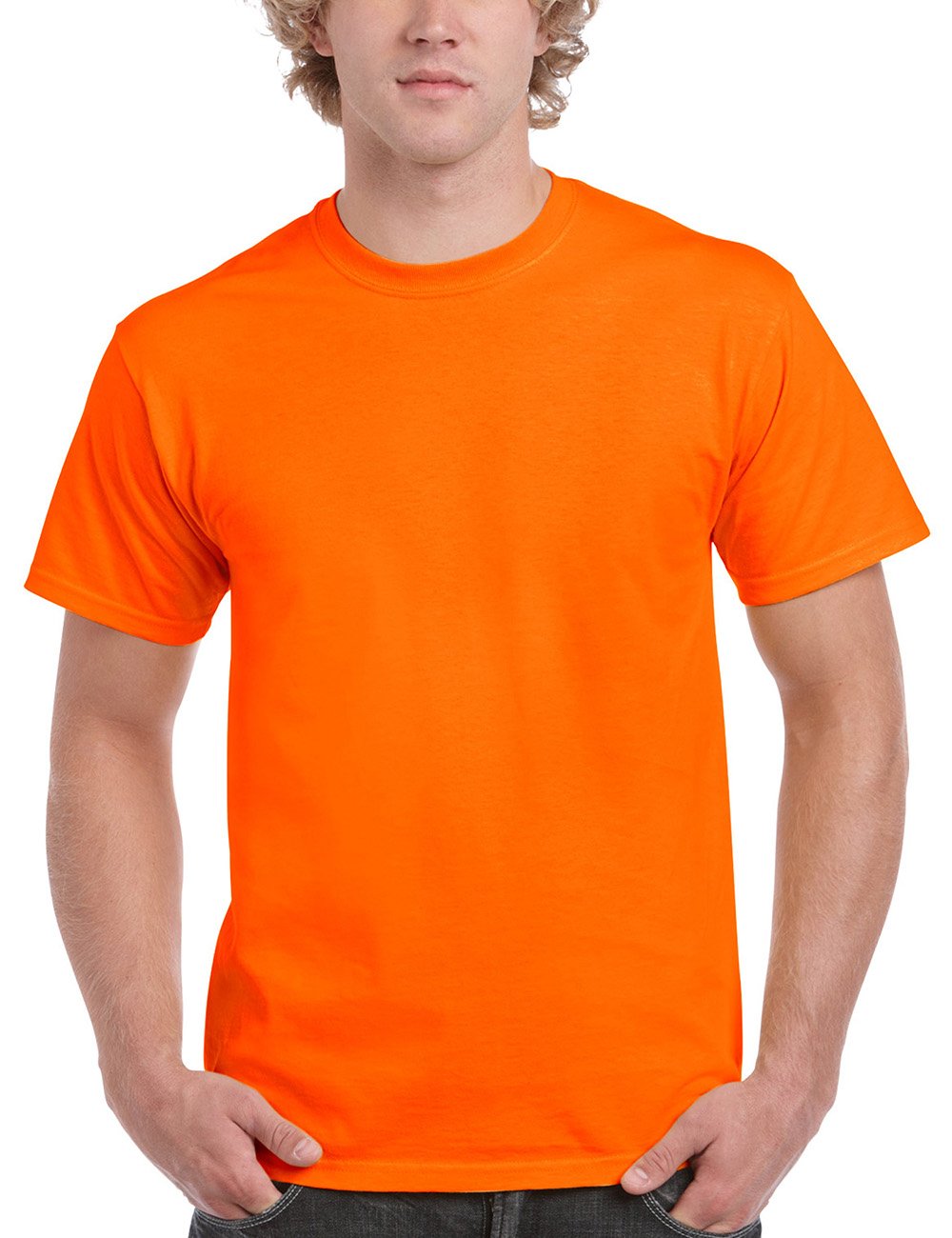 Gildan Men's Orange - Orange (Safety Orange 193) Crew Neck Short Sleevet-Shirt - XXX-Large