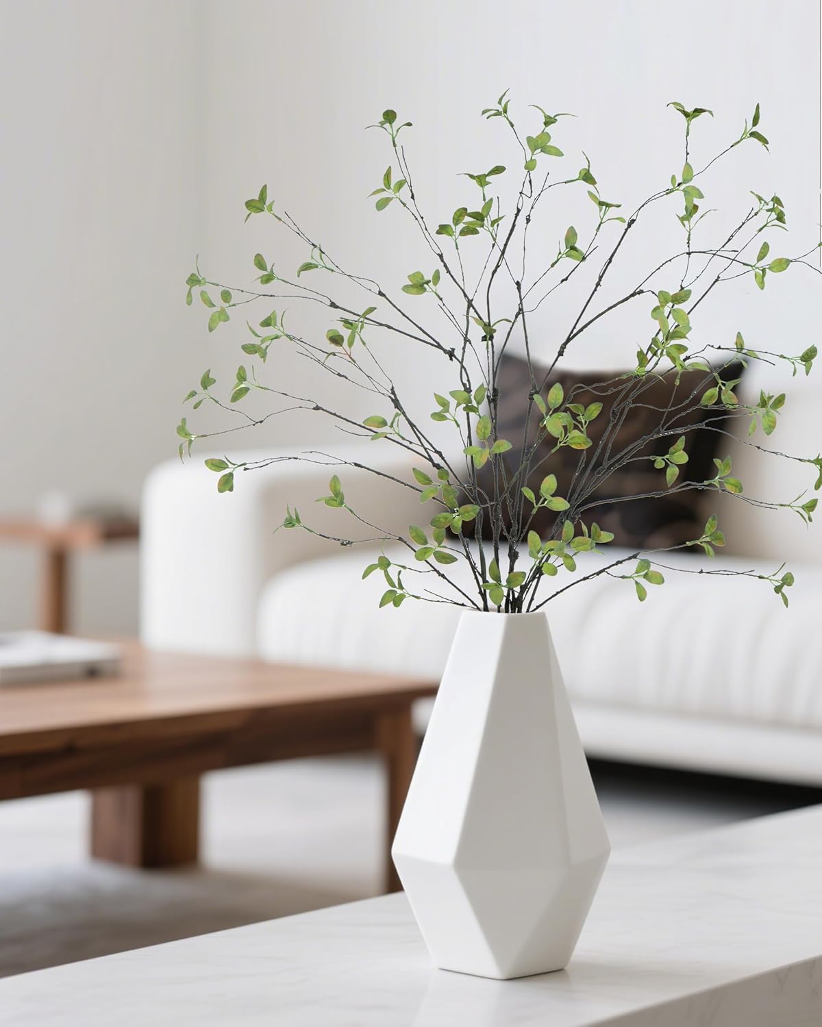 DuHouse 24" 5Pcs Fake Greenery Stems Artificial Ficus Branches Fake Plants for Home Office Table Vase Filler Decoration(Green) - Image 5