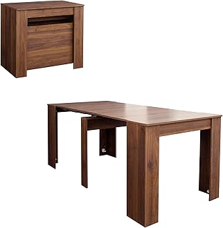 Extendable Console Dining Table for 2-12 People 20" - 118.5" Modern Folding Kitchen Table Multifunctional Conference Meeting Table, Walnut