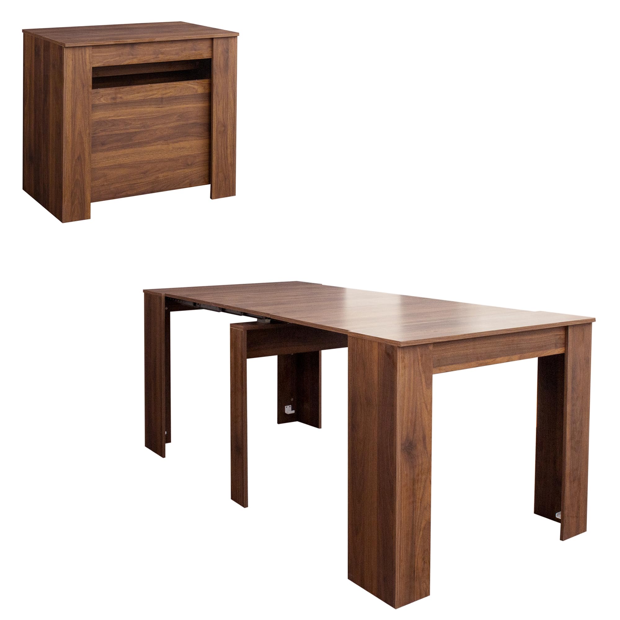 Extendable Console Dining Table for 2-12 People 20" - 118.5" Modern Folding Kitchen Table Multifunctional Conference Meeting Table, Walnut