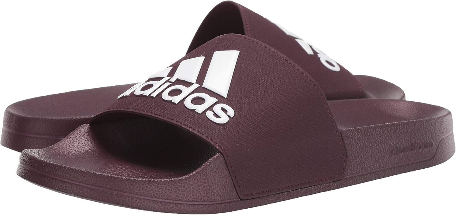adidas Men's Adilette Shower Slides Sandal 4 Maroon/White/Maroon