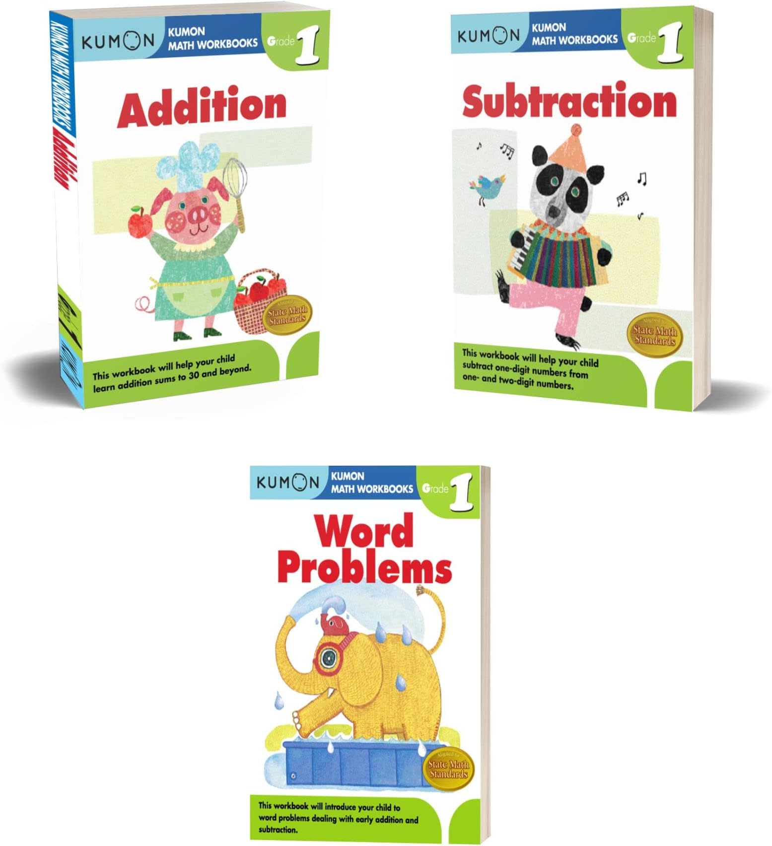 Kumon Grade 1 Set (3 Workbooks) Addition, Subtraction, Word Problems