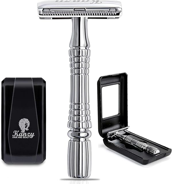 Kanzy Safety Razor For Men & Women Double Edge Single Blade Metal Reusable Razor Shaving Kit, Traditional Manual Razor for Perfect Shave