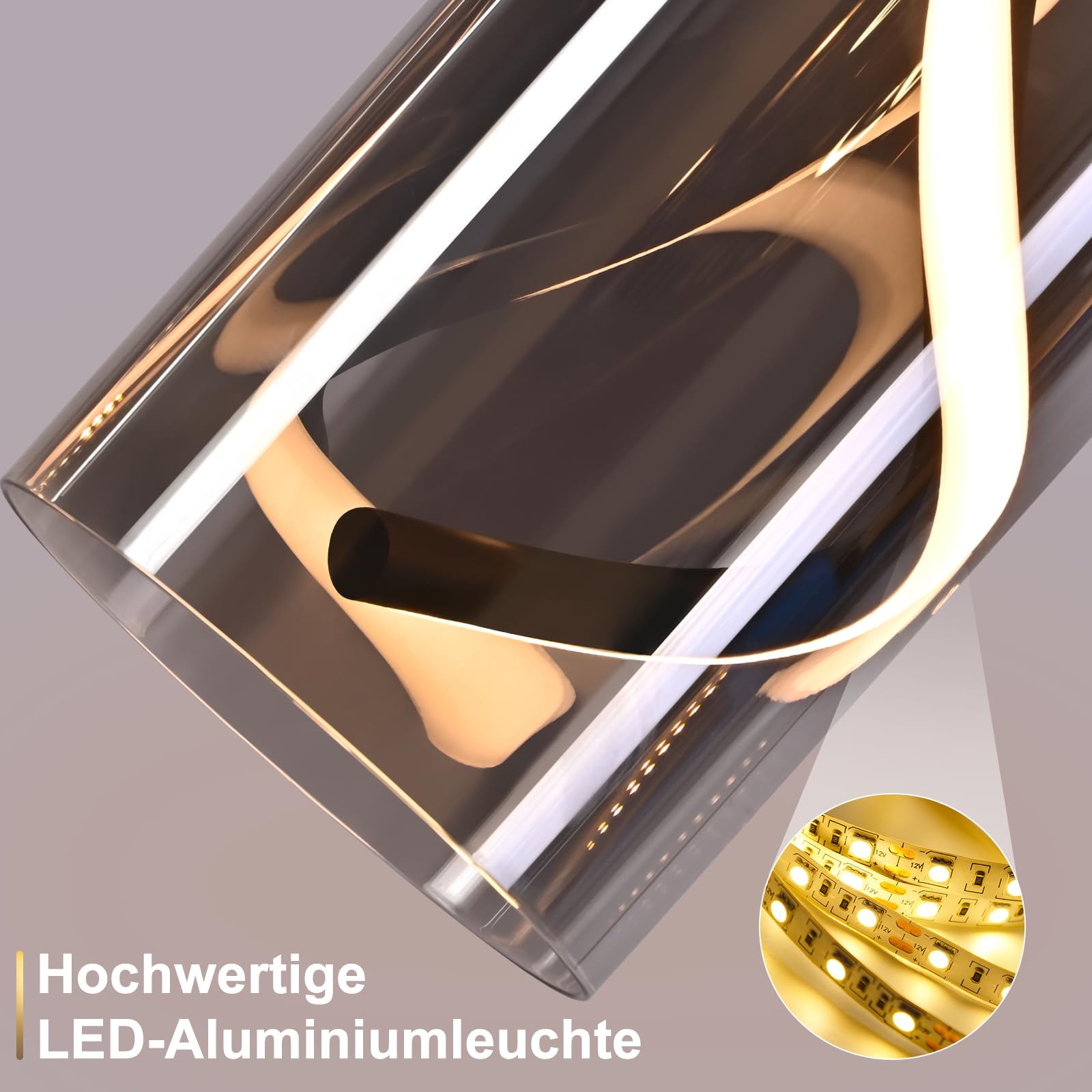 LED Hängelampe Esstisch 3-flammig, 33W Hängelampe aus Rauchglas | Höhenverstellbare Pendellampe Vintage Industrial, Warmweiß 3000K, Moderne Esstischlampe für Esszimmer, Küche und Wohnzimmer