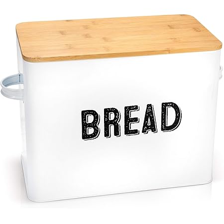 Stylish Farmhouse Bread Box For Kitchen Countertop - Extra Large Breadbox Holds 2+ Loaves Of Bread - Perfect Metal Storage Tin To Keep Your Bread, Bagels, Rolls And Buns Fresh For A Long Time