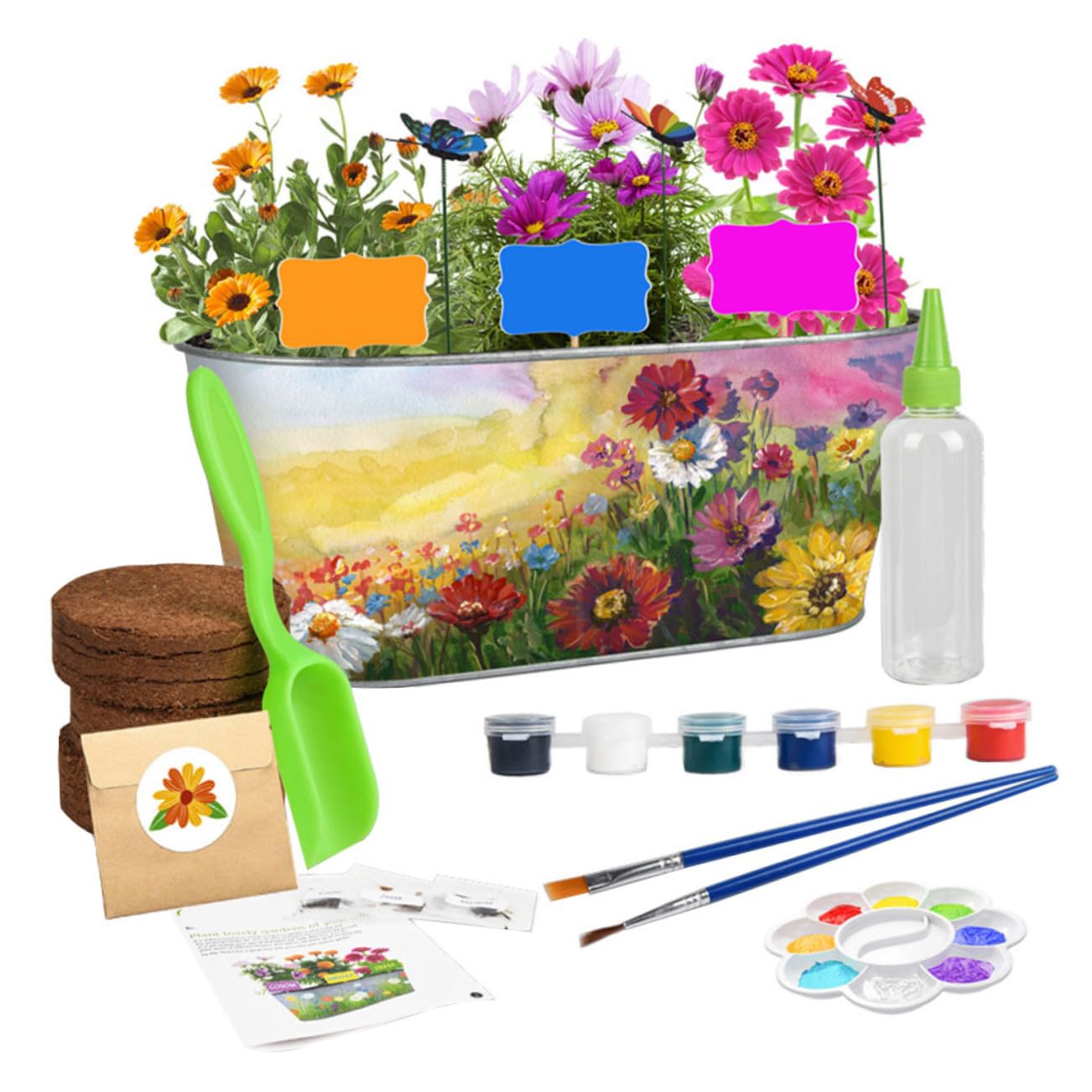 BESPORTBLE 1set Giardinaggio per Ragazzo Ragazza Kit di Piantagione Fiori con Vasi attività Educativa e Creativa per Sviluppo Motricità Fine e Famiglia