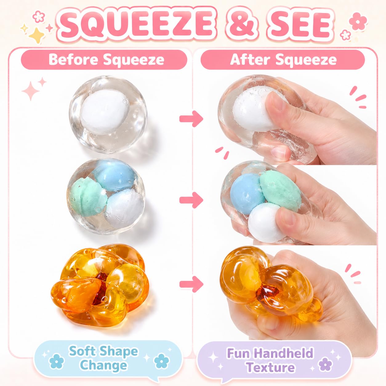 Adornos sensoriales rellenos de gel transparente