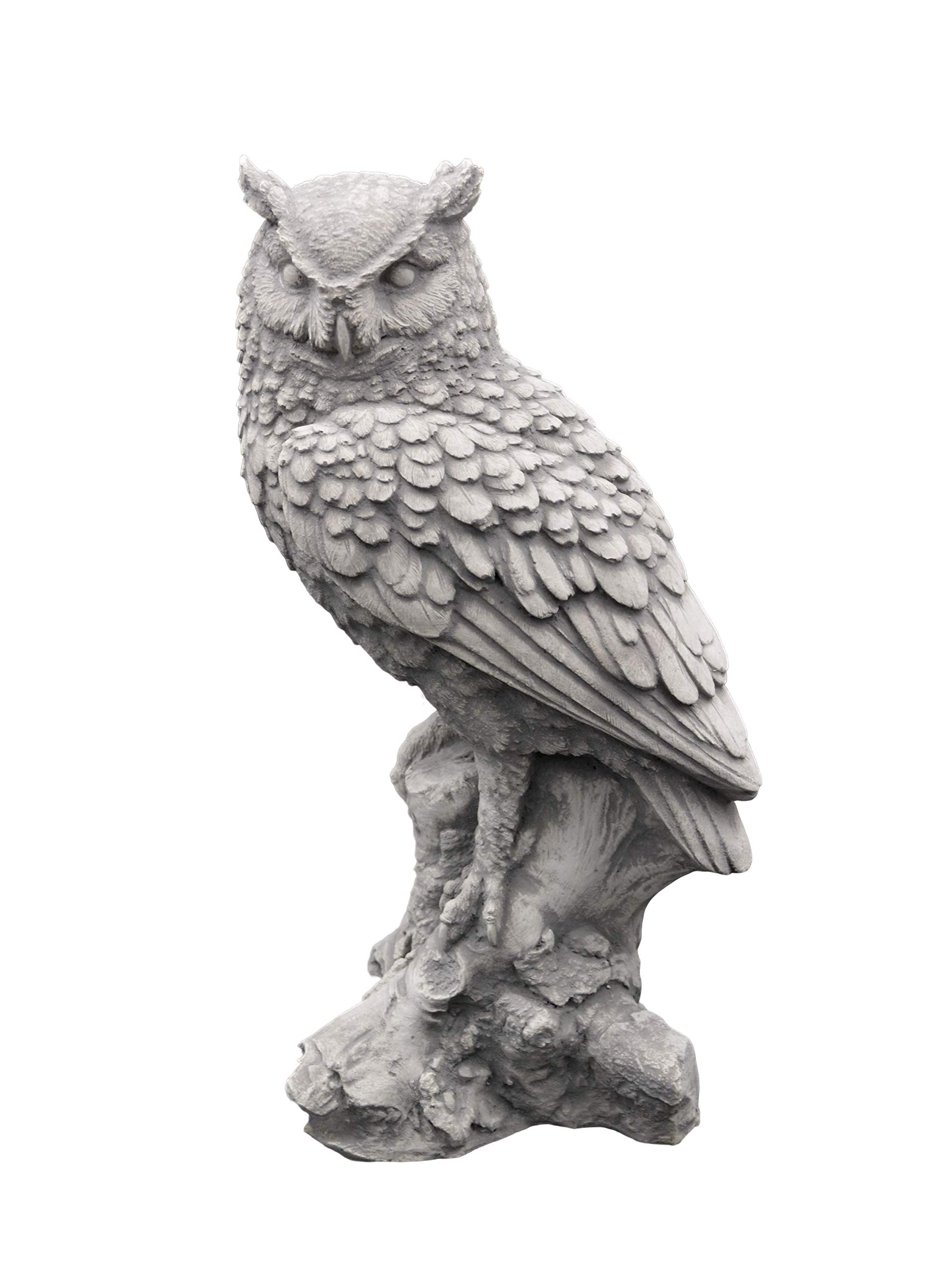 gartendekoparadies.de Owl statue, stone figure, H. 37 cm, 7 kg, gray, frost-proof made of cast stone for outdoor use