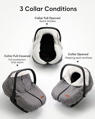 Miniatura 3 de Funda de asiento de automóvil de invierno para asiento de automóvil y cochecito de bebé, toldo para asiento de automóvil infantil para clima frío,