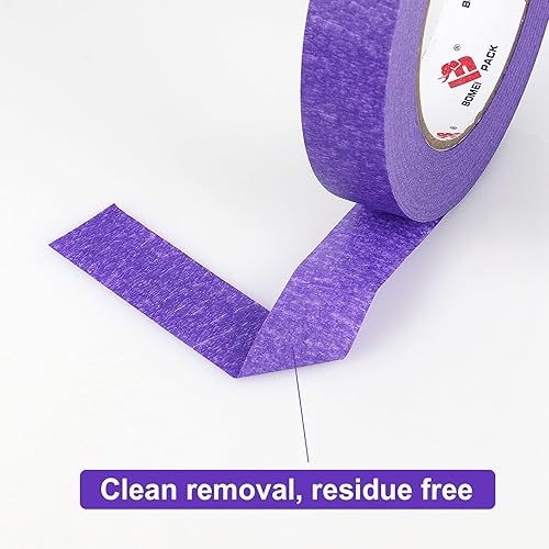 Miniatura 7 de BOMEI PACK Cinta adhesiva para pintores morados de 0.94 pulgadas x 60 yardas, cinta adhesiva decorativa de fácil extracción para 14 días para