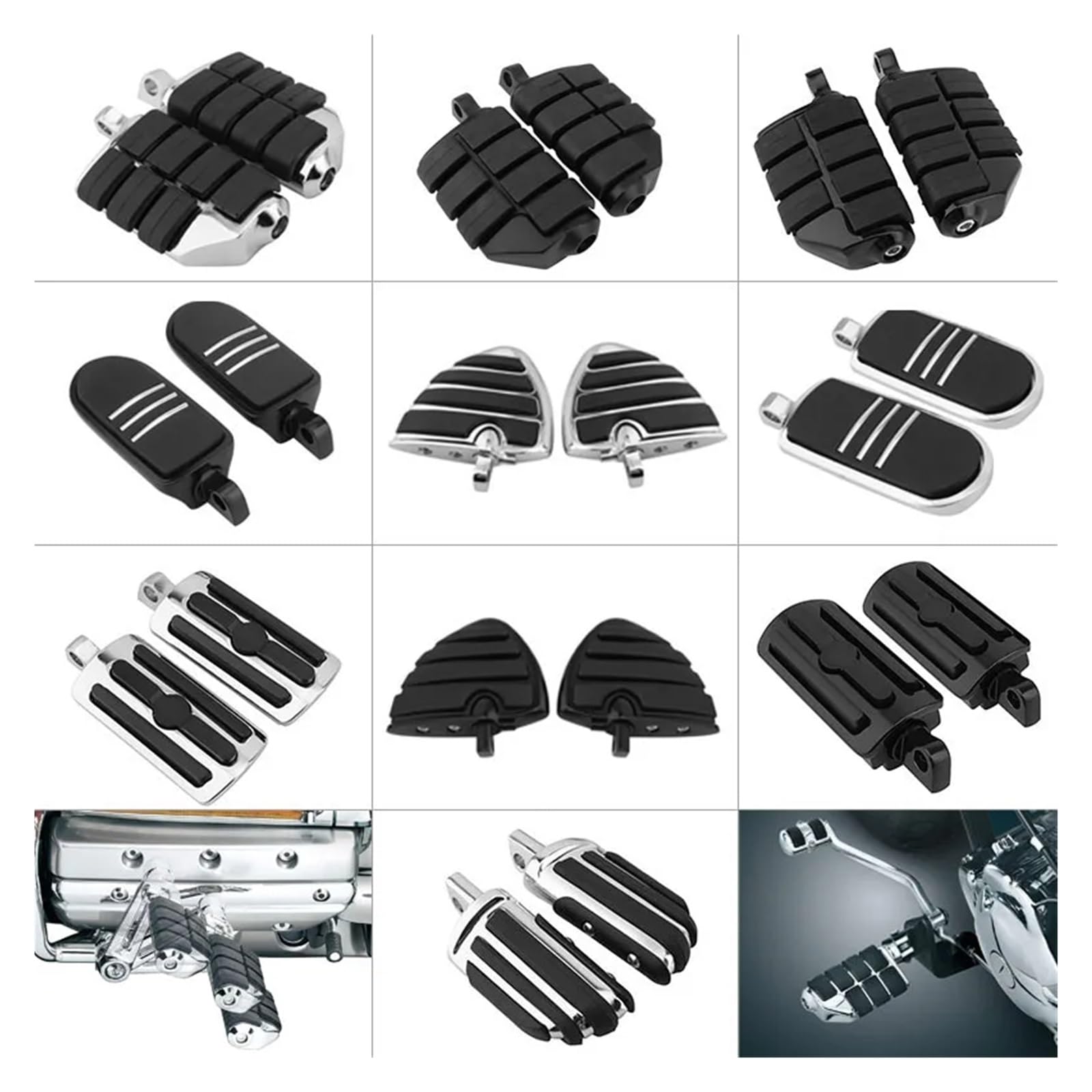 Pedales Reposapiés Para Iron XL 883 1200 Dyna Motocicleta Universal 32mm 1,25 "estribos Macho Reposapiés Pedal Delantero Trasero Reposapiés Goma Moto Reposapiés (Color : Style8)