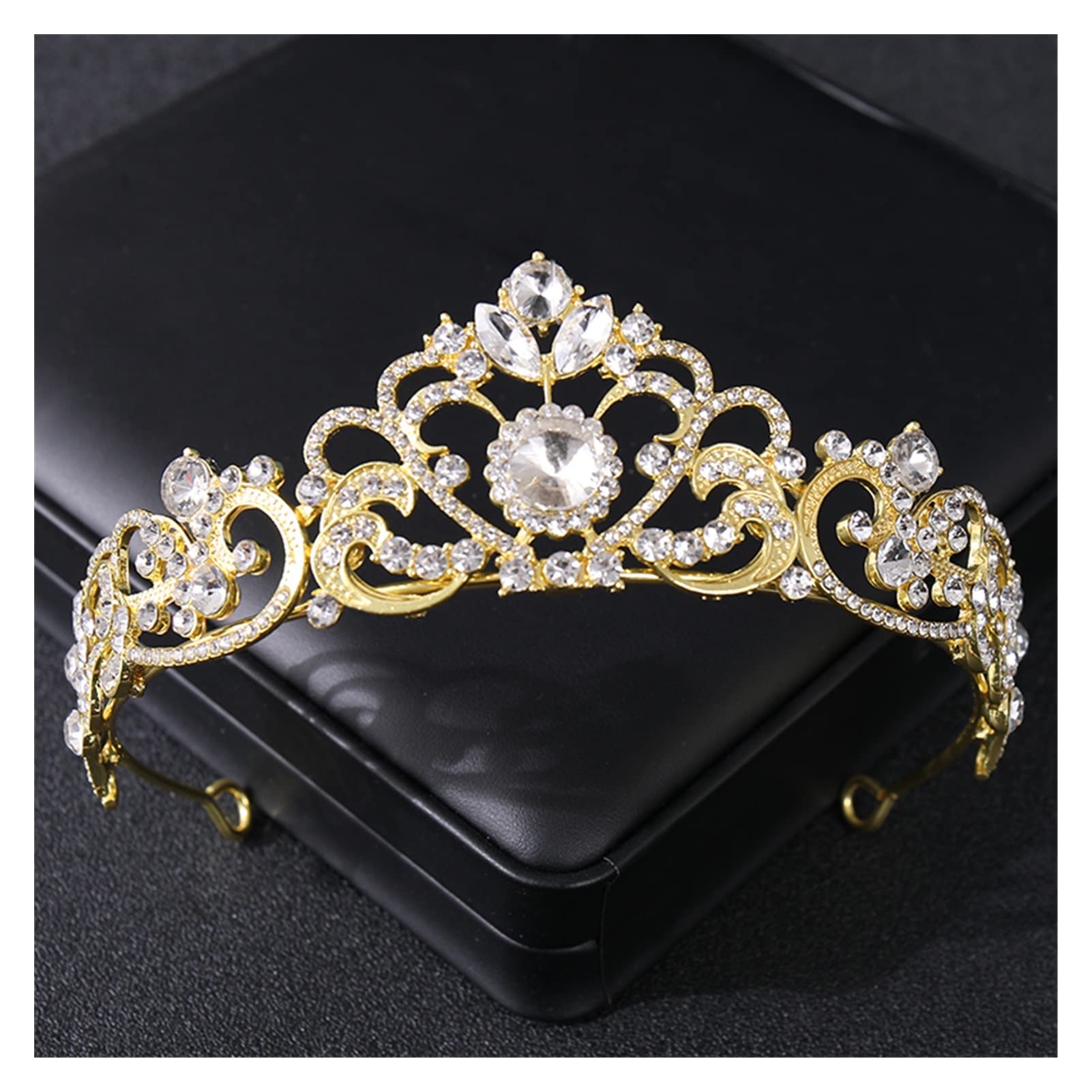 Barokowy Kryształ Rhinestone Korona Tiara Bal Diadem Dla Dziewczyny Kobiety Ślubne Akcesoria Do Włosów Biżuteria Ozdoby Chluba Tiara (Kolor Metalu: Złoty)