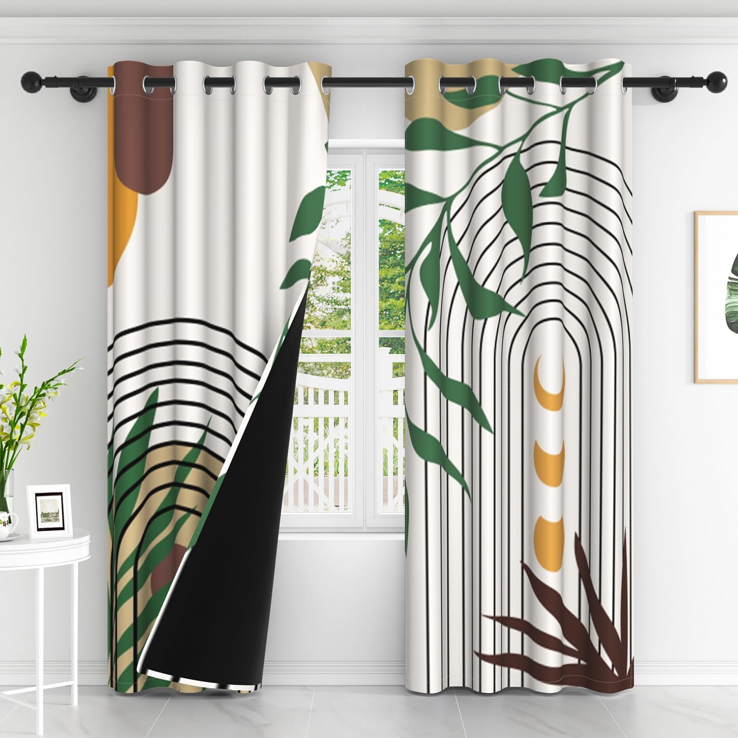 ChloropLastid Mid Century Boho Curtains 84 Inch Long Abstract Bohemian Blackout Curtains for Living Room Thermal Insulated Window Grommet Room Darkening Drapes for Bedroom 2 Panels 52W×84L