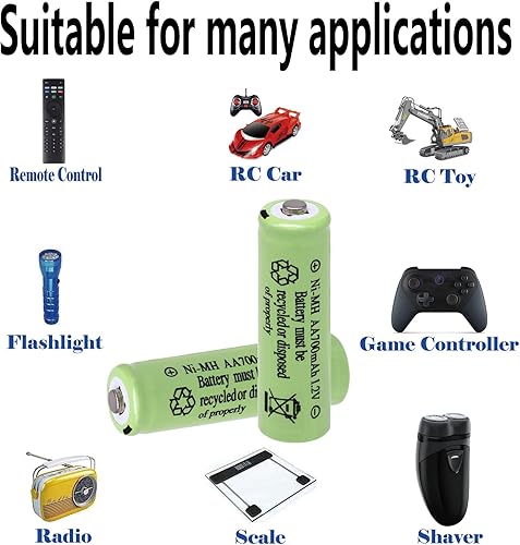 Miniatura 4 de Baterías AA recargables NiMH de 1.2 V 700 mAh, paquete de 12 baterías recargables dobles A para luces solares, tira de luces de camino, ratón,