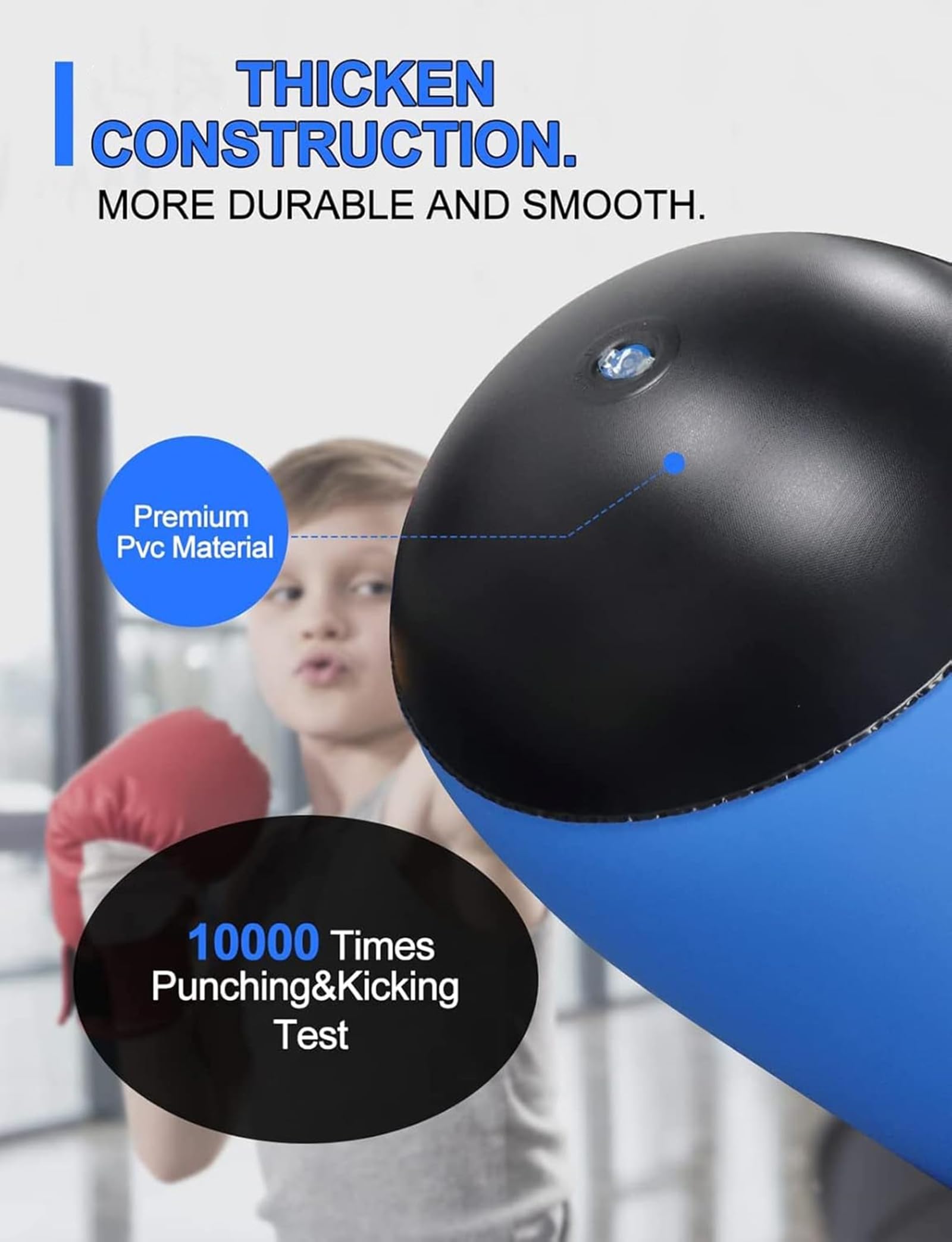 Sacco da Boxe Bambini con Guantoni da Boxe 160cm Gonfiabile Boxe per Bambini 3-12 Giocattolo Divertente e Sicuro per L'esercizio In Casa Regalo per Ragazzi Ragazze Senza BPA