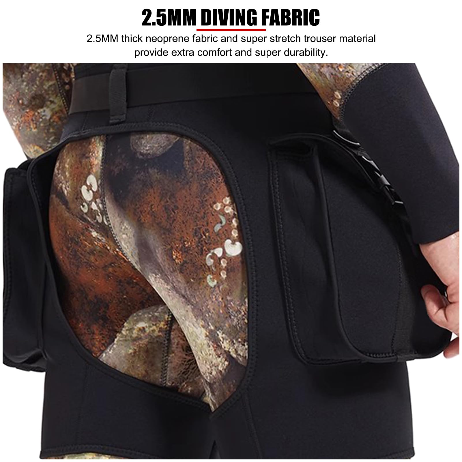 Pantalones Traje Neopreno para Hombre, Pantalones Cortos técnicos Buceo Neopreno 2,5 mm, Secado rápido, con Dos Bolsillos Laterales Grandes y Cintura Ajustable para Buceo técnico(Medium)