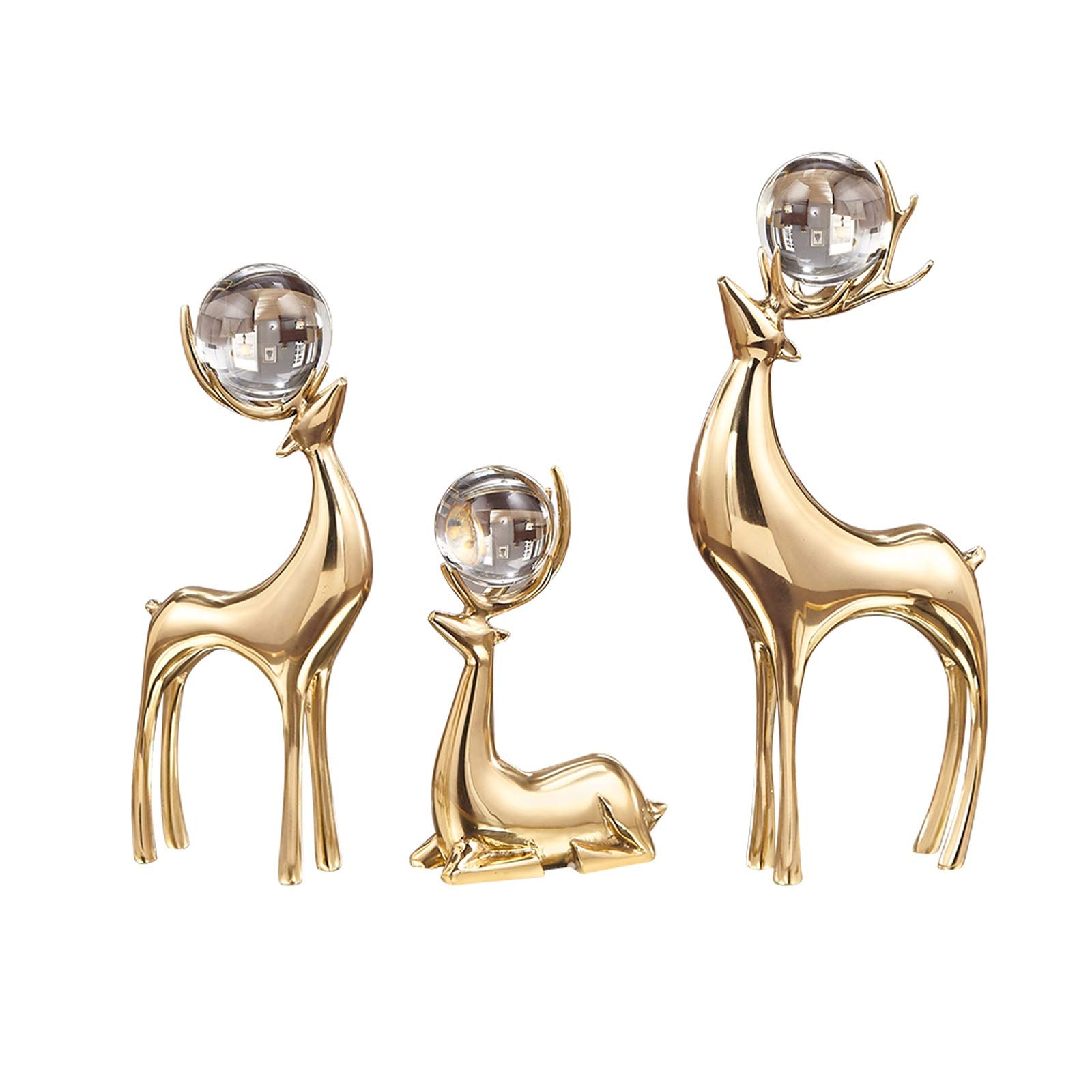 SnamicE Art Decorative Light luxury decoration Brass Deer Statue wine cabinet high-end Lucky living room entrance luxury housewarming gifts Modern Deer Statue Craft Ornament,