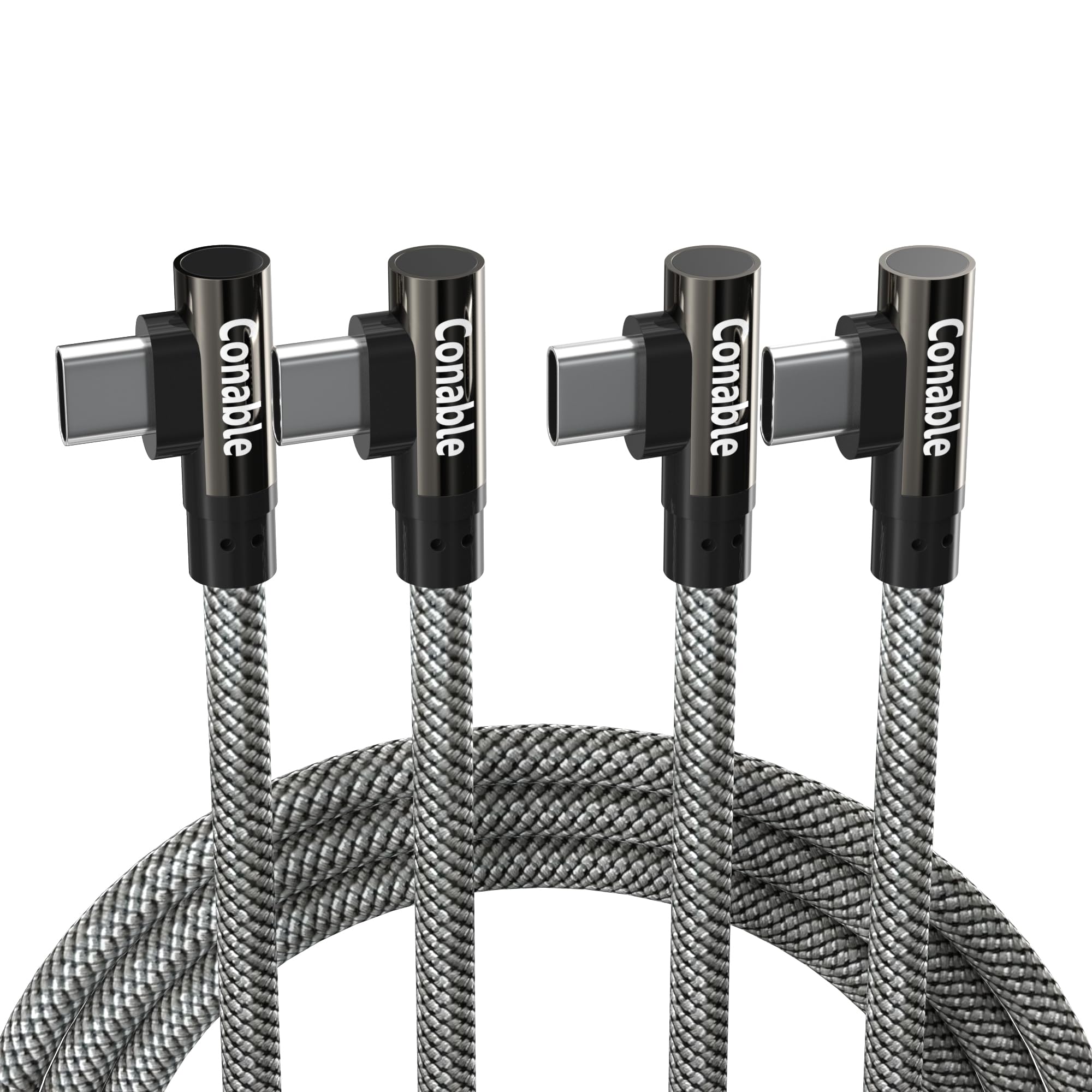 2 Pack 100W USB C to USB C Cable 2FT, Double 90° Angle, 90 Degree 5A Super Fast Charging Type-C Braided Cord, for iPhone 15/15 Plus / 15 Pro Max, MacBook Pro/iPad Pro/Mini/Air, Galaxy S23/S22