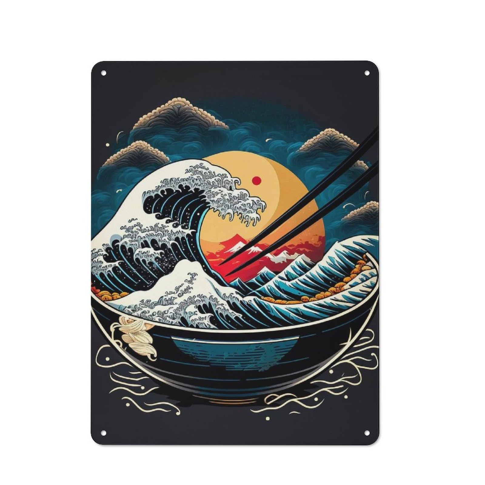 Junmoney Ramen Japan Neon Food Tin Wall Plaque 40X30cm With For Bar Or Restaurant, For Hospitality Decor Collectors