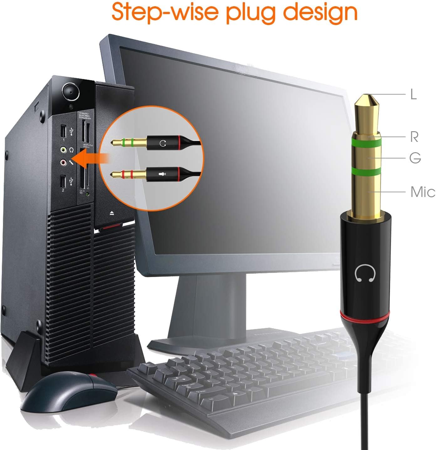 Maeline Headphone Splitter Adapter, 3.5mm Mic Cable for Computer, Headset 3.5mm Female to 2 Dual Male Microphone Audio Stereo Jack Earphones Port to Gaming Speaker PC - 500 Pack