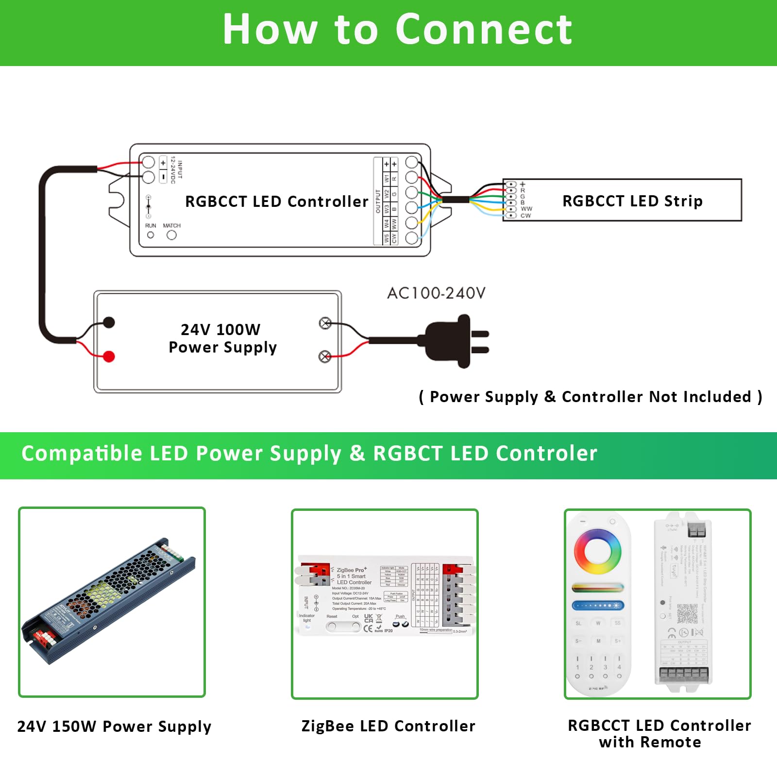 JOYLIT RGB CCT COB LED Taśma świetlna 10M 24V do wnętrz, RGB 2700-6500K CCT Regulowana biel 5 w 1 zmieniająca kolor taśma LED bez kropek 840LED/M, 19W/M wielokolorowa taśma świetlna do sypialni, na