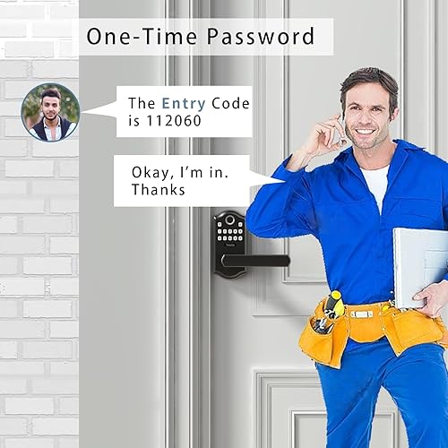 Miniatura 6 de Cerradura inteligente, cerradura de puerta de entrada sin llave, cerradura de puerta de huellas dactilares, cerradura de puerta inteligente con asa,