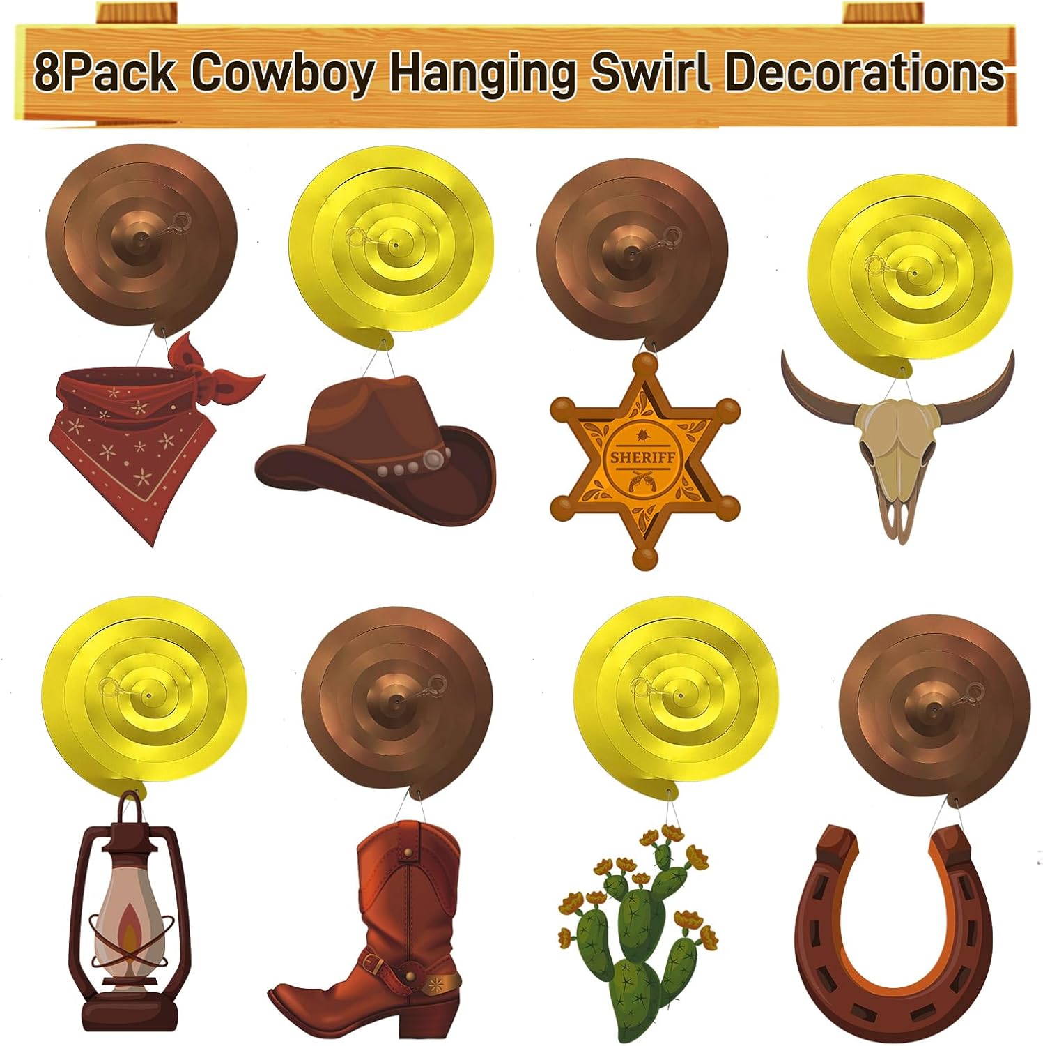 Western Party Decor Wild West Yee Haw Banner Dots Garland Hanging Swirls Honeycomb Balls Set for Baby Shower Cowboy Country Western Themed Birthday Party Decorations