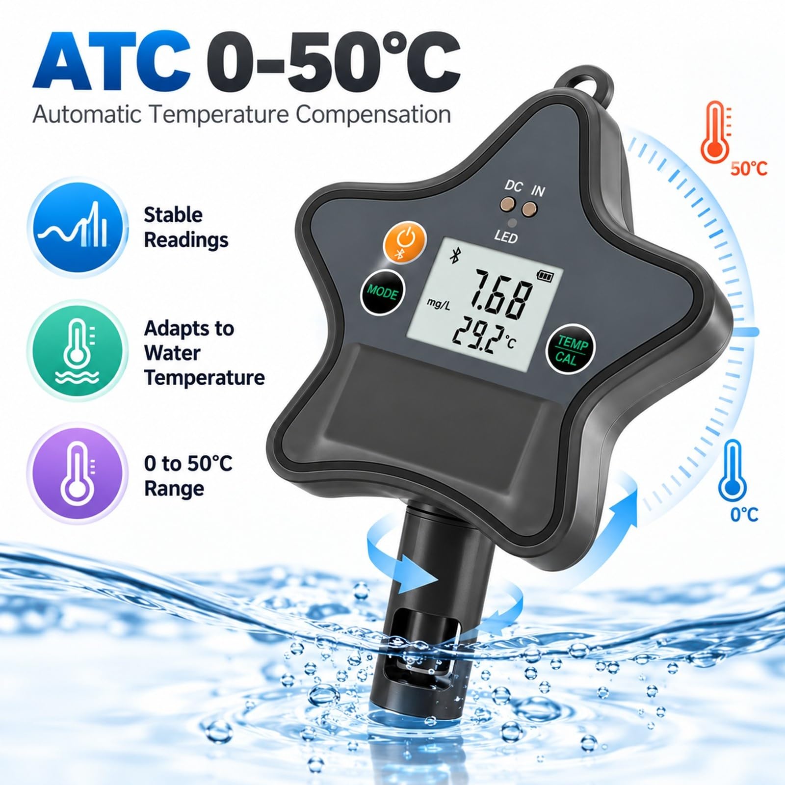 Medidor de Oxígeno Disuelto Bluetooth for Calidad del Agua de Acuarios
