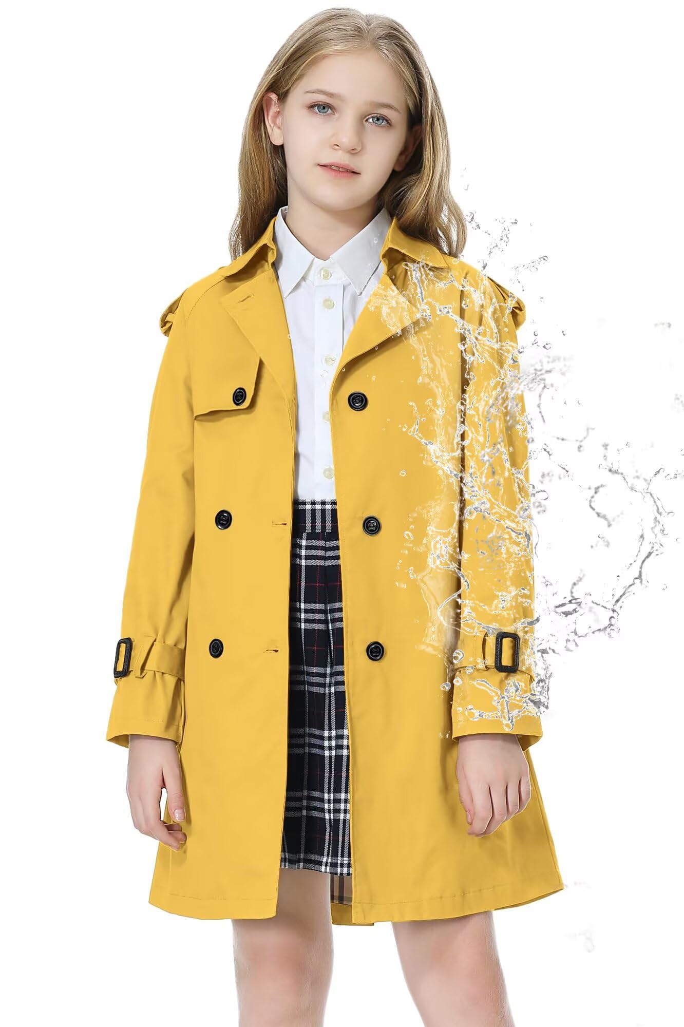 Betusline Girls Trench Coat Double Breasted Outerwear Raincoat
