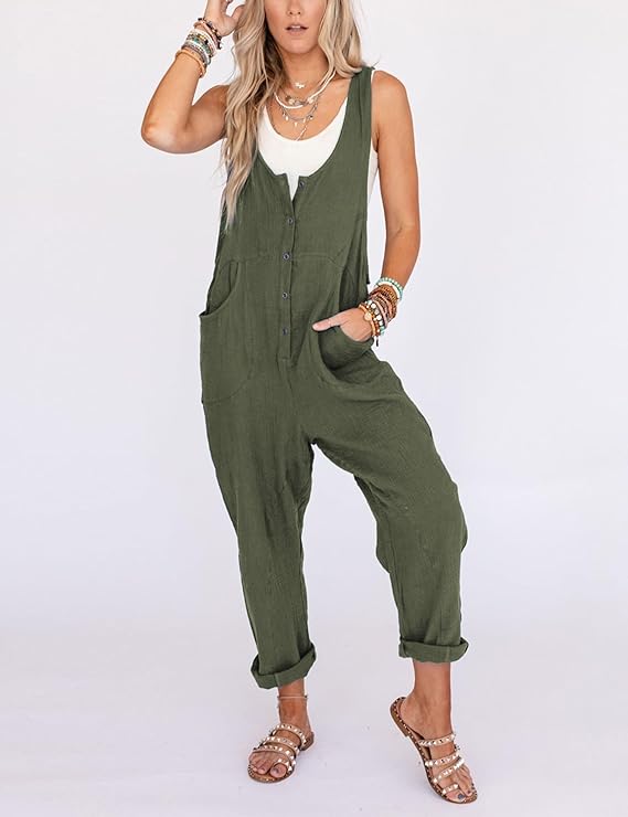 Summer Linen Jumpsuit Outfit Ideas | Cute & Casual Women's Overalls