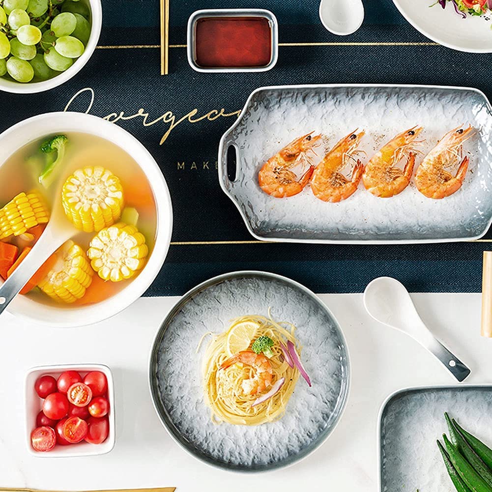 Conjunto de Platos de Estilo de gradiente Moderno, Servicio de cerámica, Placa de Postre de Catering y Cuenco expandible, Diaria, Cena Especial, Desayuno, Placa Exterior