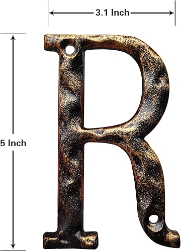 Miniatura 2 de Números y letras de casa de 5.5 pulgadas, número de dirección de casa de metal de hierro fundido altamente visible para buzón de oficina de calle,