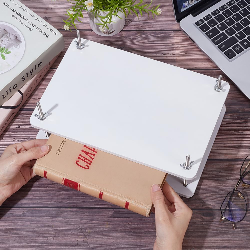 UNICRAFTALE Bianco Rettangolare Bambù Portatile Press Libro Strumento Legatura di Libro In Legno Pressa di Carta Legatura Prendisole per Libri Forniture Carta Piatto Pressa Per Carta Fatta A Mano