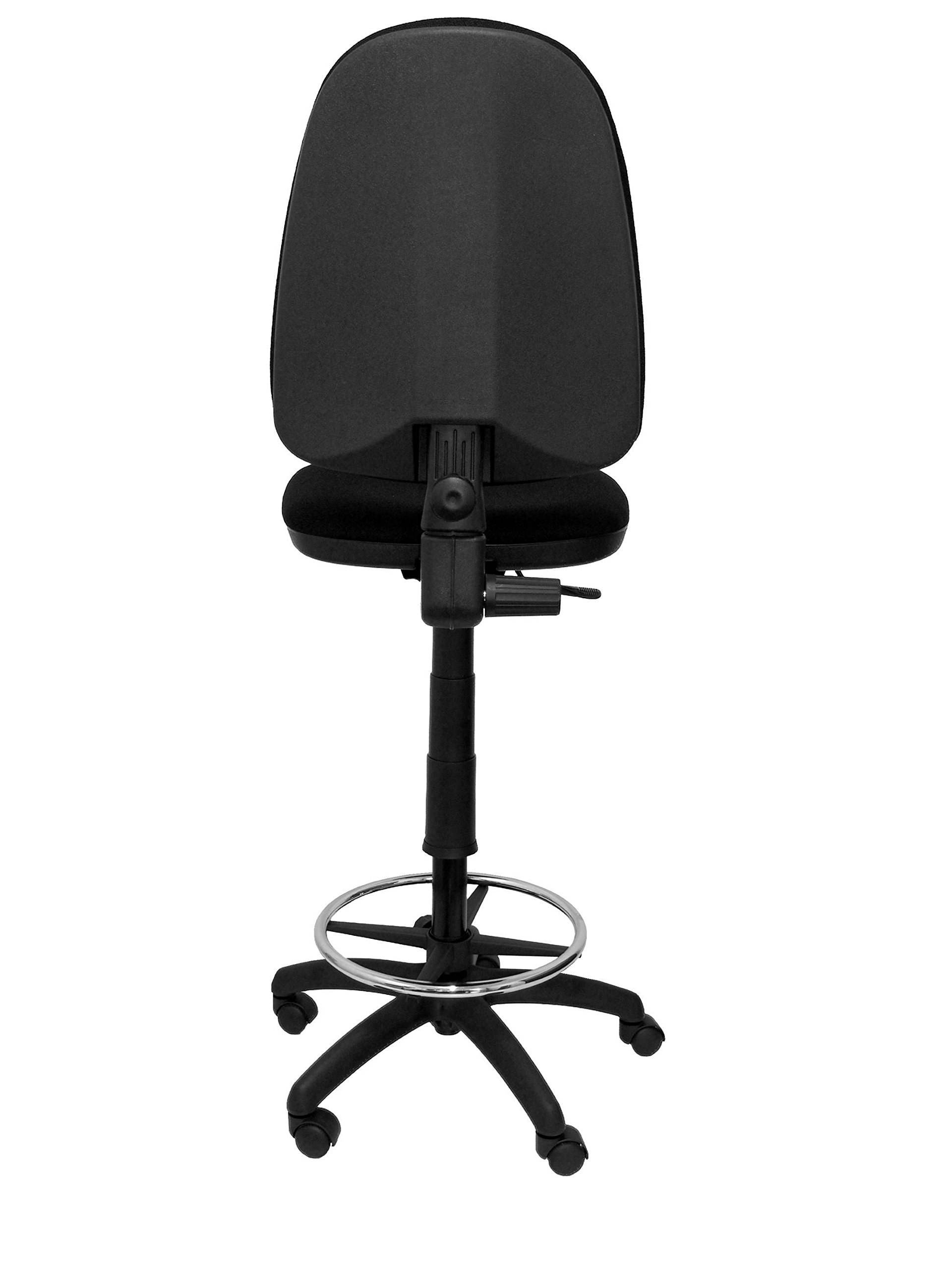 Piqueras y Crespo T04CP Sgabello ergonomico, altezza regolabile e anello poggiapiedi nero