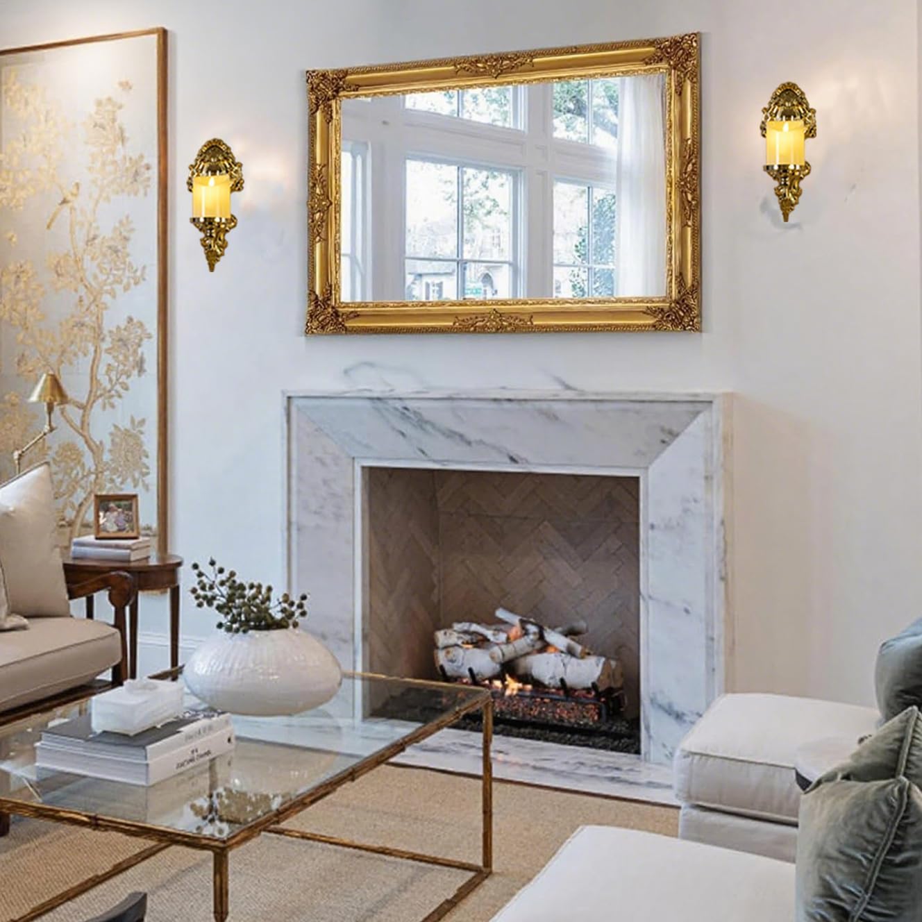 Gold Candle Sconces for Tapered Candlestick,Pack of 2, Gold Candle Wall Sconce Holder Iron Candelabra