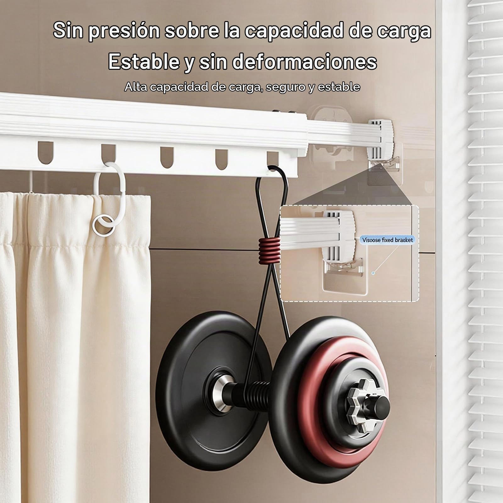 Barra De Cortina De Ducha Plegable, 4 Pliegues Barras Juego cortina de ducha Barras Con Ventosa 1,8 X 2,0M Impermeable Sin Taladros Barra De 162 Cm Forma L/U Escalera Recta (Blanco, 4 Pliegues)